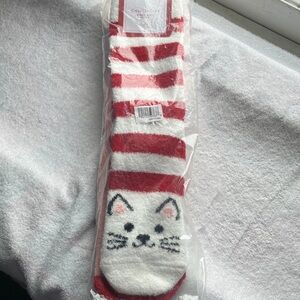 Charter Club Red and White Striped Cat Socks